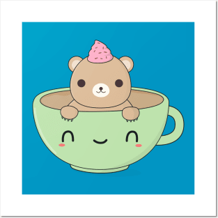 Cute Brown Bear Coffee Mug T-Shirt Posters and Art